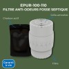 EPUR-100-110 FILTRE ANTI-ODEURS AU CHARBON ACTIF POUR FOSSE SEPTIQUE , TOUTES EAUX , Ø 100 MM