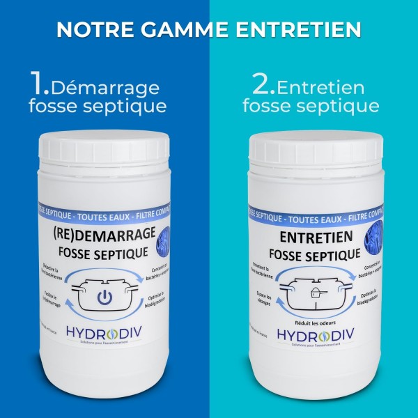 PRODUIT DE DEMARRAGE REDEMARRAGE 1 Kg pour fosse septique, toutes eaux, filtre compact, aux bactéries et enzymes, monodose