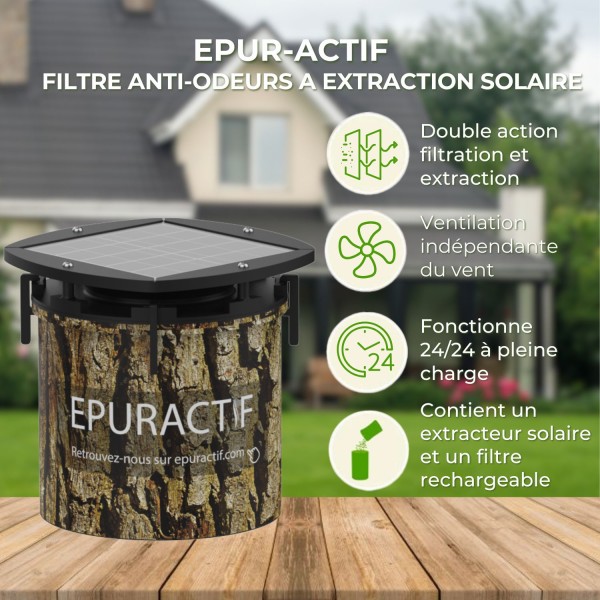 EPUR-ACTIF filtre à extraction solaire, pour fosse septique, filtre compact